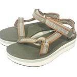 Teva  Women's Platform Sandals Size 10 Ankle Strap Brown Green White Photo 0