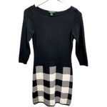 Ralph Lauren Lauren  Womens Check Knit Mini Sweater Dress Black Ivory XS Preppy Photo 1