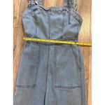 e.ssue Denim Jumpsuit Wide Leg Ruffle Strap Light Wash Small Blue Photo 4