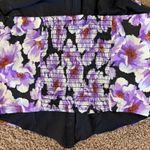 Forever 21 Black Purple Allover Floral Flower Sweetheart Corset Crop Top Shirt M Photo 3