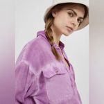 Pilcro Anthropologie  Joelle Relaxed Purple Button Down Blouse Size L Photo 1