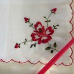 Vintage made in Switzerland embroidered handkerchief. New in package. Red Photo 3