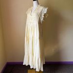 Ba&sh Noah Shirred Cotton Gauze Midi Dress Yellow Ruffle Sleeve Prairie Boho 10 Photo 3