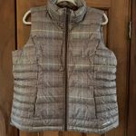 Lands' End  Wanderweight Packable Down Puffer Vest Women’s Large Brown Plaid Photo 0
