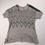 Vocal  Knit Chevron Boho Top XL Black White High Low Stretch Casual Shirt Photo 0