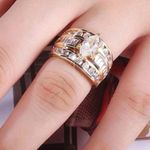 Gorgeous gold band marquise faux diamond wedding ring set ! Photo 0