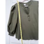 Chico's  Women's 3/4 Sleeve Puff Sleeve Green Henley Shirt Size 2, Size Large Photo 6