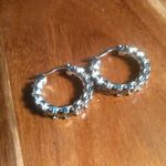 Simulated Black Diamond Stainless Steel Hoop Earrings Photo 6
