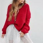 Free People All Mine Sweater Raspberry Size XS Pink V Neck Alpaca Wool Photo 0