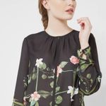 Ted Baker London Secret Trellis Black Floral Long Sleeve Blouse Size 2 Photo 0