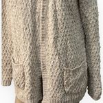 POL  Chunky Knit Cream Open Front Popcorn Cardigan Patch Pockets Cottage L NWOT Photo 3