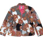Chico's NEW Blazer Large L 14 2.5 Vibrant Paisley Black Orange Hot Pink Print Photo 0