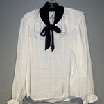 cupio  White Blouse With Black Bow Size Small Photo 2