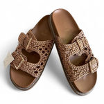 Joie  Weaver Slide Sandals Woven Braided Tan Bronze Gold Hardware Size 9.5 Summer Photo 0