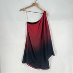 Halston Heritage  Women's‎ Chiffon Red Black Ombre One-Shoulder Cocktail Dress S Photo 1