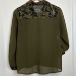 Speed Limit 98 Free w/ purchase Sheer Camo Trim Blouse Size Medium Roll tab Sleeves Photo 3