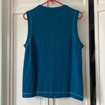 Blair Zip up blue floral embroidered sweater vest. Size S Photo 4