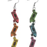 Colorful Crayon Tassel Dangle Earrings Creative Stationery Ear Decoration School Red Photo 4