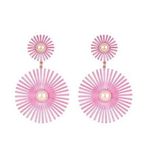 Tell Your Tale Starburst Pearl Circle Earrings Light Pink NWT Photo 0