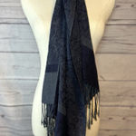 Boho Paisley Fringe Shawl Dark Blue Purple Pashmina Silk Blend Scarf Photo 0