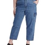 Universal Thread Cargo Boyfriend Jeans Mid Rise 100% Cotton Medium Wash Size 14 Blue Photo 0
