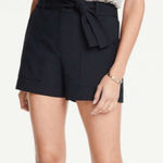 Ann Taylor  Tailored Black Belted Flowy Shorts Size 2 NWT Photo 0