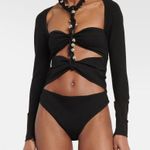 AREA Chain Link Long Sleeve Bodysuit in Black Large New Womens Crystal Top Photo 9