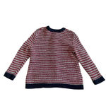 Talbots  Navy Red Cardigan Sweater Snap-Down Woven 100% Cotton Size Medium Womens Photo 5