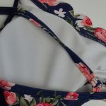 Cupshe  NAVY ROSE FLORAL RUFFLE SW8M BIKINI TOP MEDIUM Photo 6