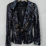 Athina Sequined Blazer Jacket Women Small Black NEW Retro Dark Fairy Party Photo 0