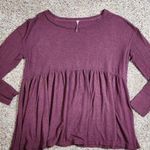 Free People  Babydoll Top Size Medium Oversized Maroon Long Sleeve Knit Blouse Photo 0