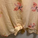 Rails Marley Eden Floral Hawaiian Print Front Tie Linen Blend Blouse Size M Photo 6