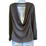 Naked Zebra  Ash Gray Gold Studded‎ Neck Draped Open Back L/S Top NWOT S Photo 4