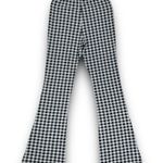 Mittoshop Womens Gingham Check Stretch Flare Pants High Waist Black White Small Photo 3