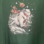Vintage Sledding Polar Bear Green Oversized Crewneck Sweatshirt Unisex Sz XL GUC Photo 1