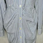 Gap Button-Down Shirt Dress Long-Sleeve Striped Gathered Waist Cotton Sz M Photo 3