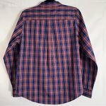 L.L.Bean Top Women's Medium Navy Stewart Plaid Wrinkly Free Oxford Shirt Blue Photo 4