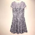 Alex Evenings  Gray‎ Lace Sequins Rosette Mesh Illusion Flare Party Dress Size 8 Photo 1