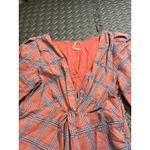 Free People  Miss Molly Red and‎ Blue Plaid Deep V Neck Dress Size 4 Photo 3
