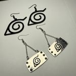 Naruto Hidden Leaf Village Logo Anime Dangle Pierced Earrings Lot Of 2 Photo 14