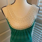 Threads || Green/cream striped tank with lace Photo 1