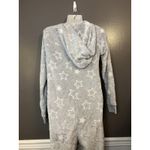 SO  Intimates One-piece Pajamas Womens Medium Gray Stars Hooded Zip Sherpa Fleece Photo 5