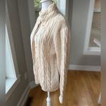 Vintage 70s 80s LeRoy Knitwear Ivory Cream Cable Knit Cardigan W Pockets M Photo 2