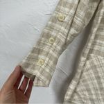 Vintage Beige Linen Blend Plaid Lagenlook Cardigan Jacket Womens 14P Oversized White Photo 9