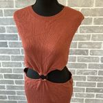 ASOS  • Rust • Knit Midi • Leg Slit • Cut Out Ring Dress • Womens Size 14 Photo 1