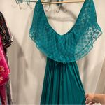 Vintage 70’s aquamarine lace top pleated maxi boho magical mermaid dress Blue Photo 11