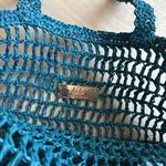 BTB Beyond the Beach LOS ANGELES woven raffia Heart Beach Tote Bag Blue Photo 3