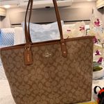 Coach Reversible Brown / Signature Large Tote Bag with Matching Pochette in EUC! Photo 4