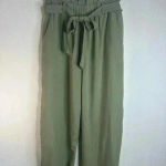 INDUSTRY REPUBLIC CLOTHING Wide Leg Paperbag Pants In Olive size Medium Green Photo 3