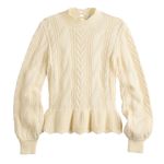 Draper James ‎ RSVP™ Cable Knit Ruffled Sweater Women's Small Cream Preppy Casual Photo 1